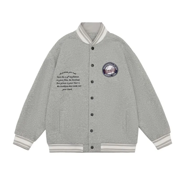 Comfortable Men's Varsity Jacket with Elastic Hem and Cuff
