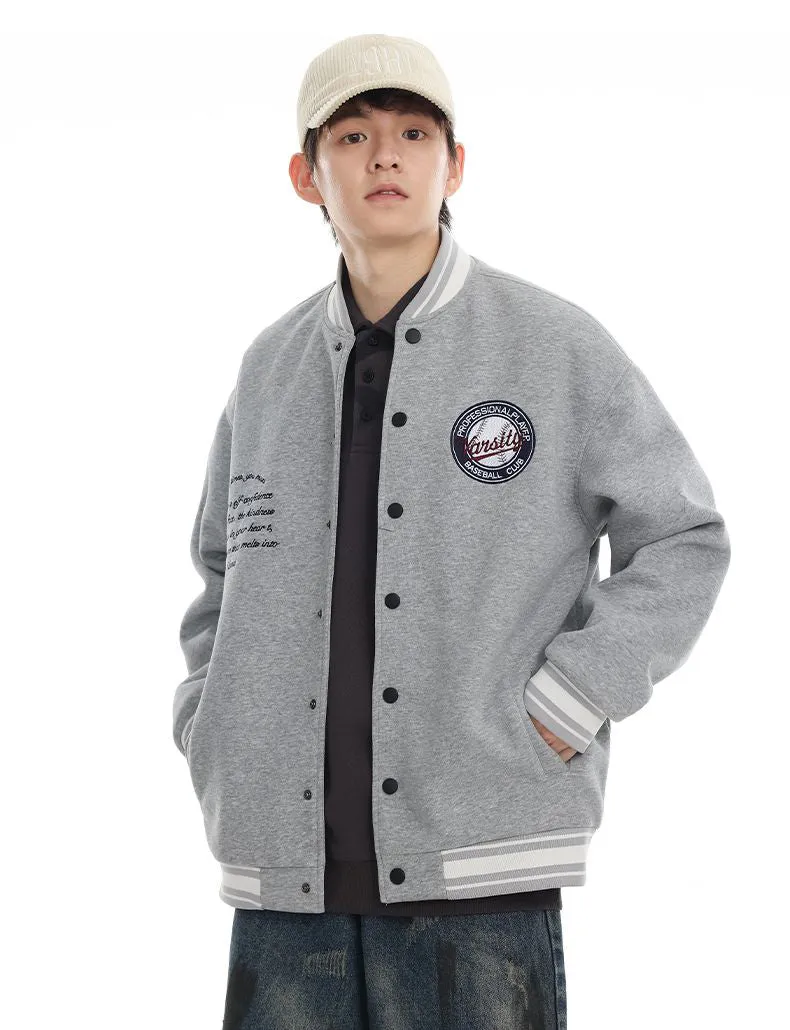 Comfortable Men's Varsity Jacket with Elastic Hem and Cuff