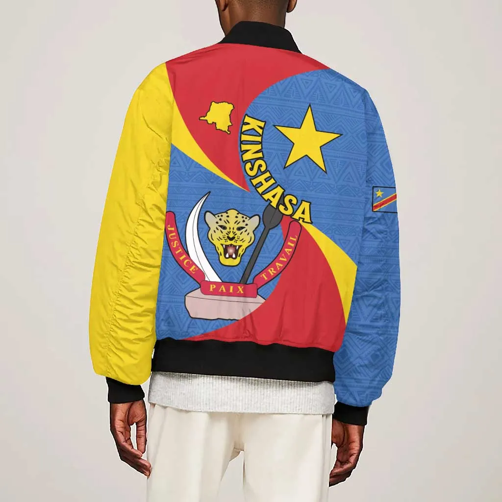 Congo-Kinshasa Independence Day Bomber Jacket Coat Of Arms - African Pattern LT15