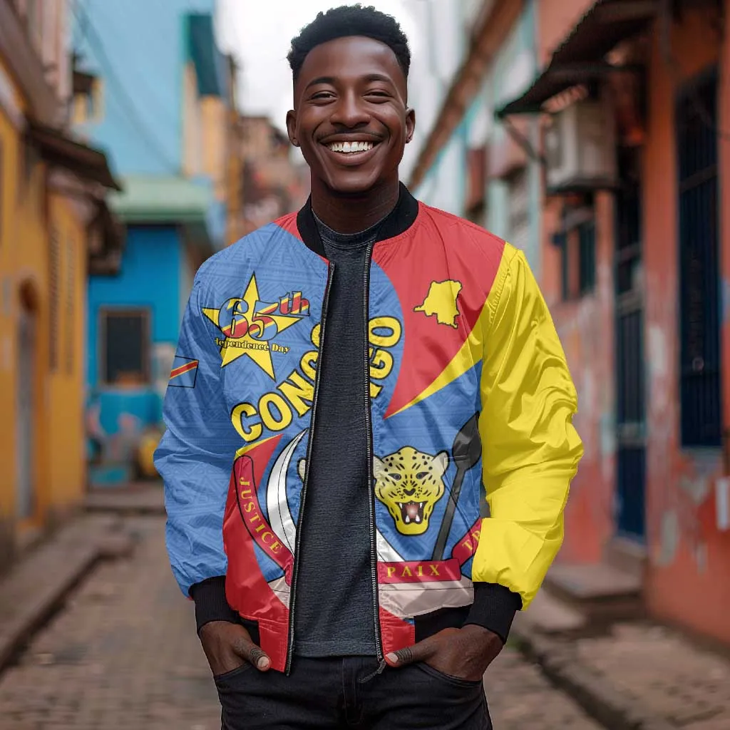 Congo-Kinshasa Independence Day Bomber Jacket Coat Of Arms - African Pattern LT15