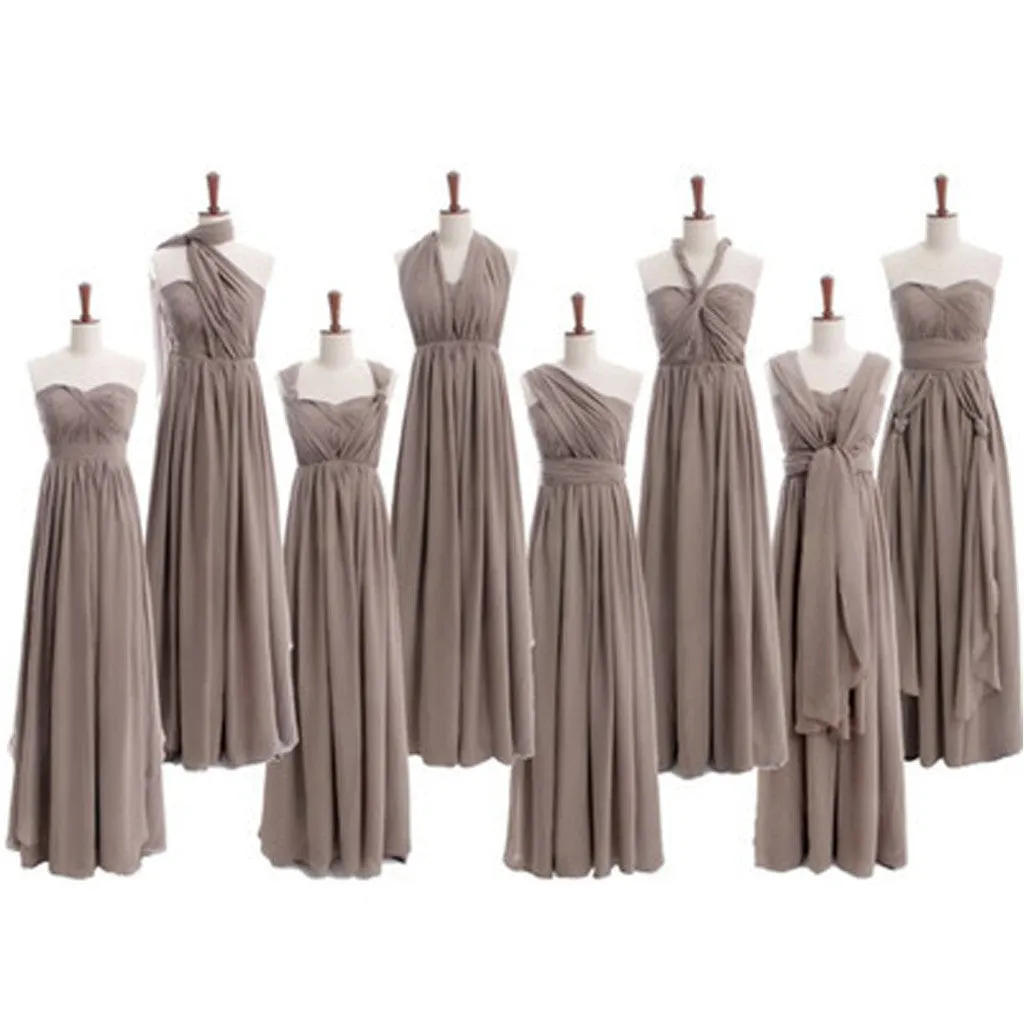 Convertible Chiffon Gray Online Cheap Long Bridesmaid Dresses, BG51288