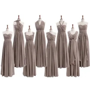 Convertible Chiffon Gray Online Cheap Long Bridesmaid Dresses, BG51288