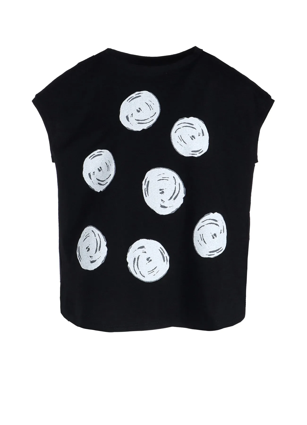 COTTON JERSEY DOT PRINT FRENCH SLEEVE SHIRT