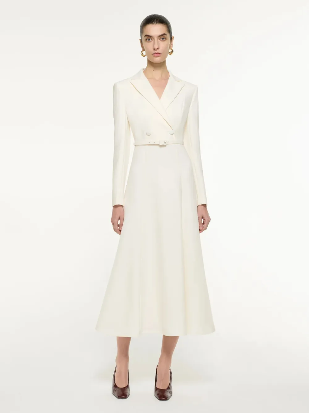 Cream Tailored Midi Dress