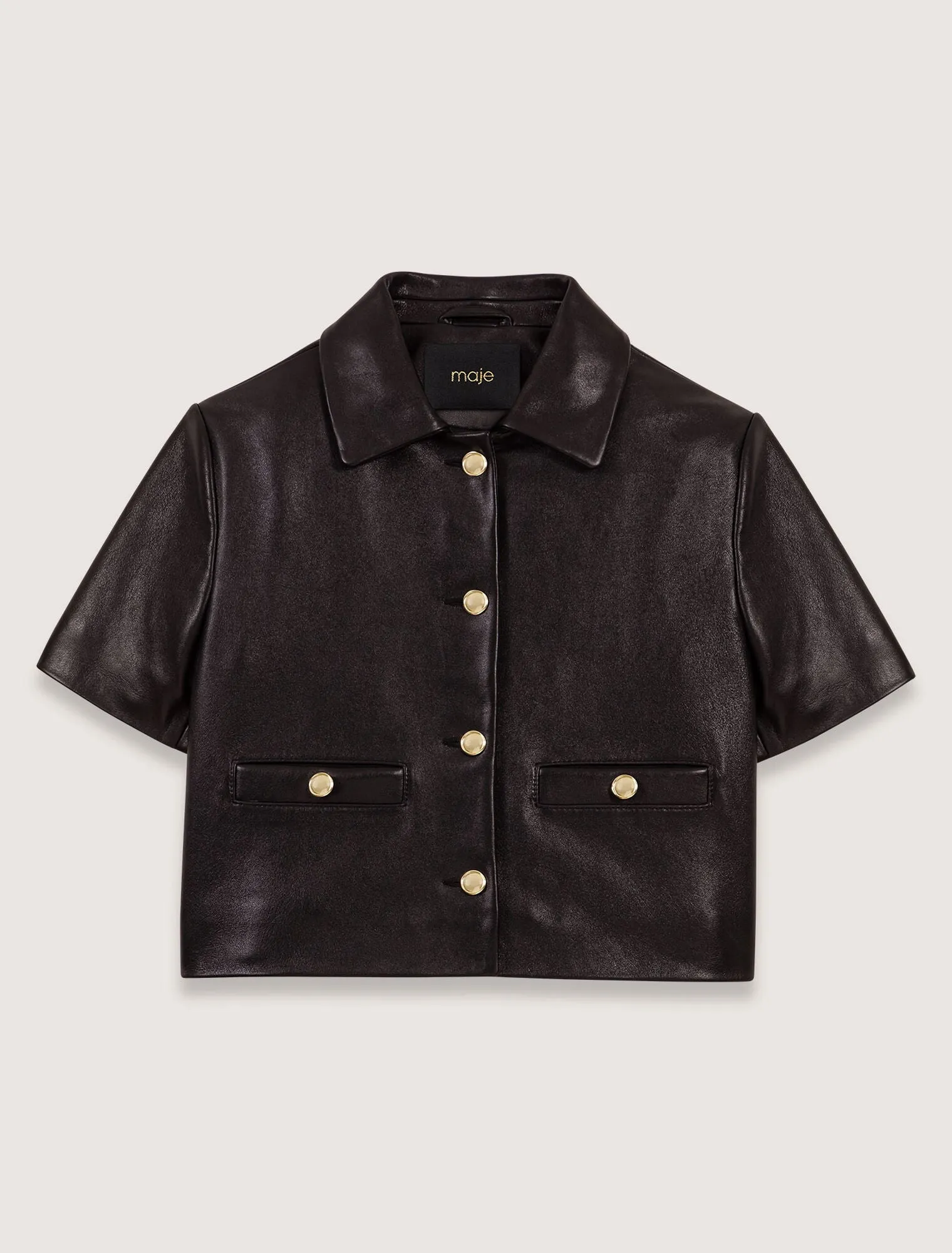 Cropped leather jacket