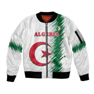 Custom Algeria Football Sleeve Zip Bomber Jacket Go The Greens LT14