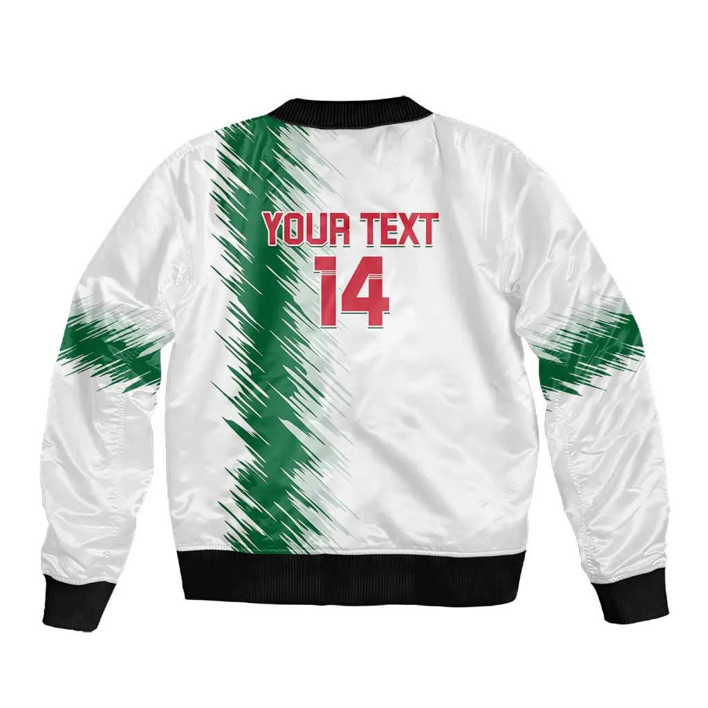 Custom Algeria Football Sleeve Zip Bomber Jacket Go The Greens LT14