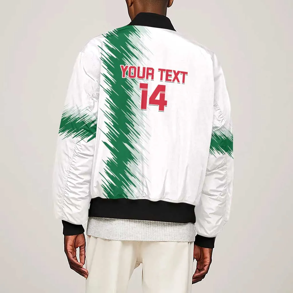 Custom Algeria Football Sleeve Zip Bomber Jacket Go The Greens LT14