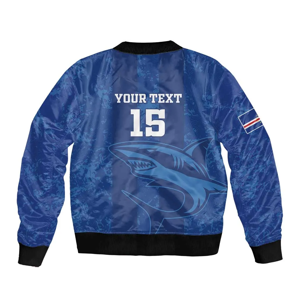 Custom Cape Verde Football Bomber Jacket Go Champions Tubaroes Azuis LT15