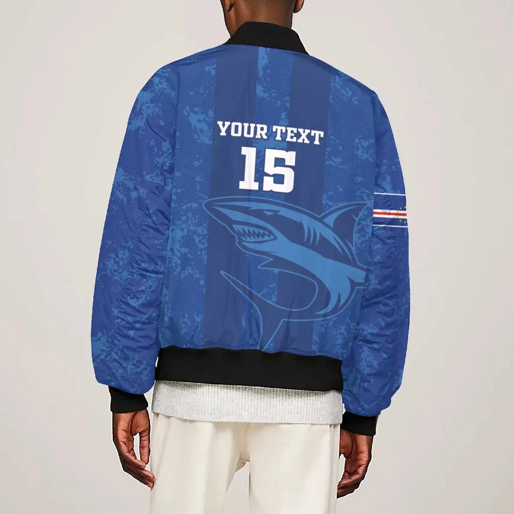 Custom Cape Verde Football Bomber Jacket Go Champions Tubaroes Azuis LT15