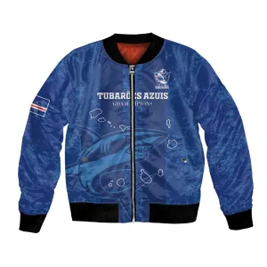 Custom Cape Verde Football Bomber Jacket Go Champions Tubaroes Azuis LT15