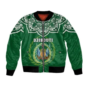 Custom Djibouti Bomber Jacket with Jabuuti Emblem and Islamic Floral Circle LT01