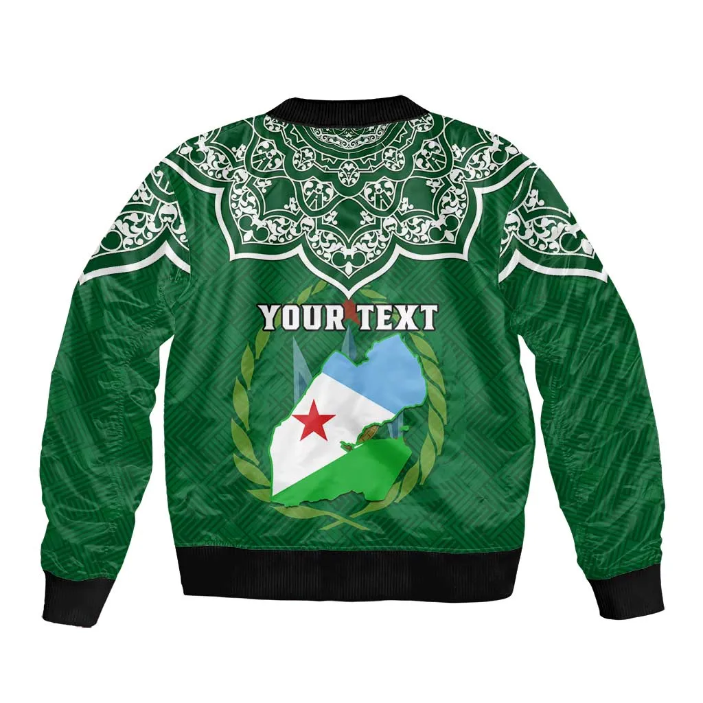 Custom Djibouti Bomber Jacket with Jabuuti Emblem and Islamic Floral Circle LT01