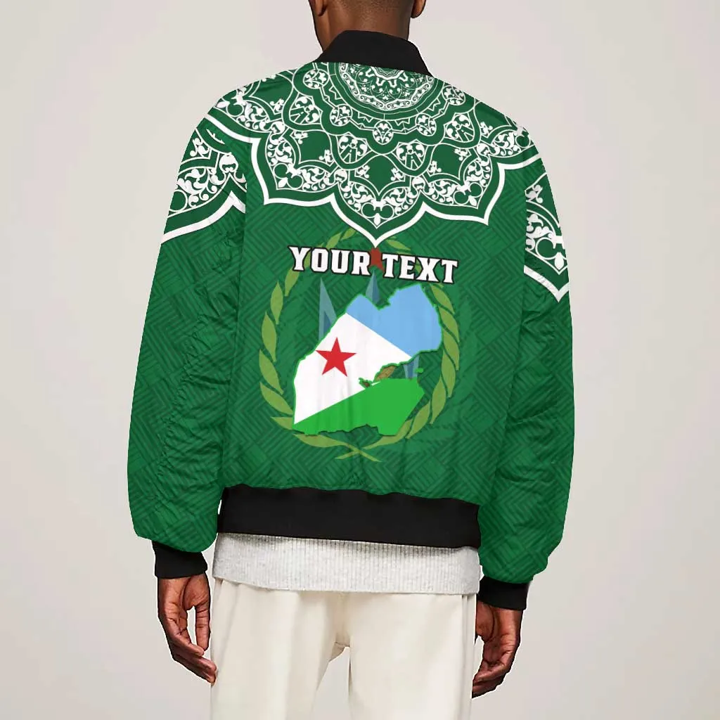 Custom Djibouti Bomber Jacket with Jabuuti Emblem and Islamic Floral Circle LT01