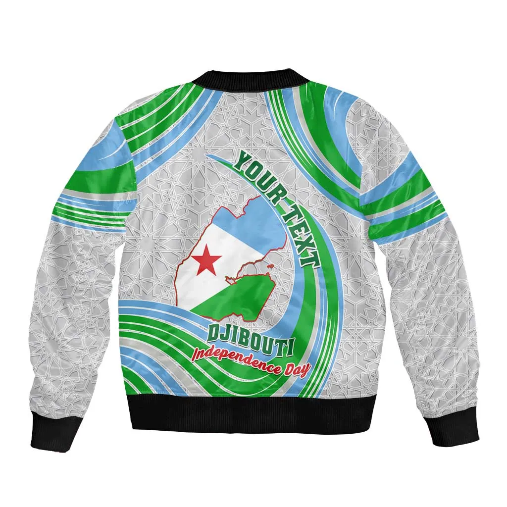 Custom Djibouti Independence Day Bomber Jacket - June 27, Jabuuti Emblem with Islamic Pattern LT01
