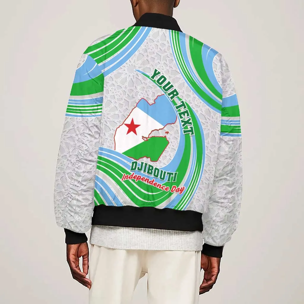 Custom Djibouti Independence Day Bomber Jacket - June 27, Jabuuti Emblem with Islamic Pattern LT01