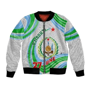 Custom Djibouti Independence Day Bomber Jacket - June 27, Jabuuti Emblem with Islamic Pattern LT01