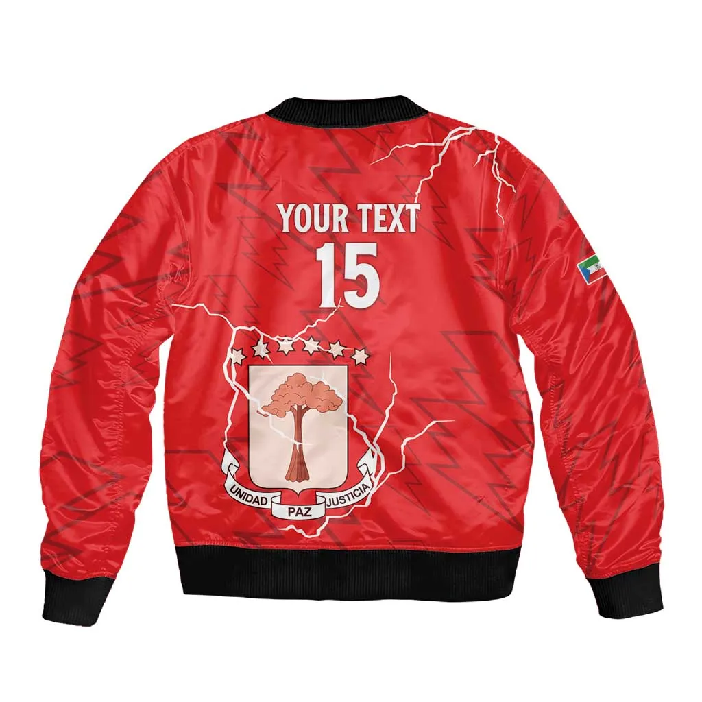 Custom Equatorial Guinea Football Sleeve Zip Bomber Jacket Go Champions - Red Version LT15
