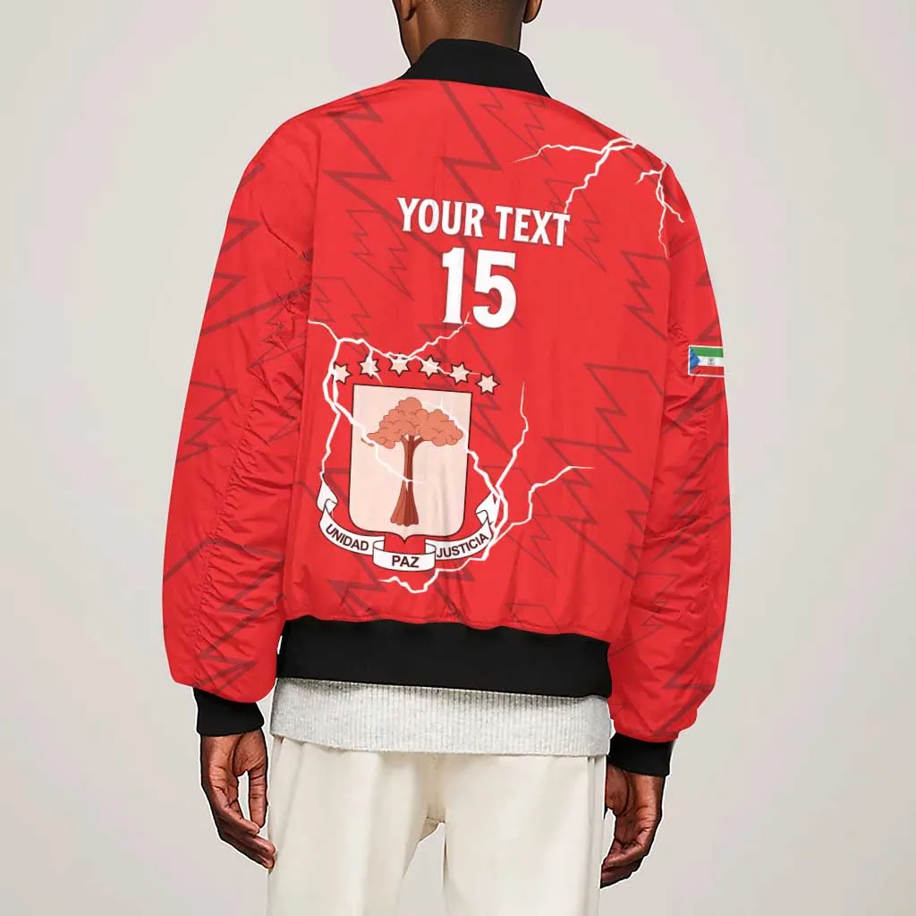 Custom Equatorial Guinea Football Sleeve Zip Bomber Jacket Go Champions - Red Version LT15