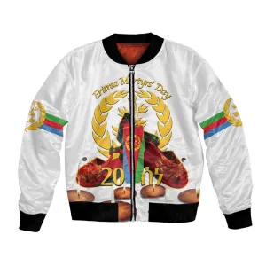 Custom Eritrea Martyrs' Day Bomber Jacket 20 June Shida Shoes With Candles - White LT14