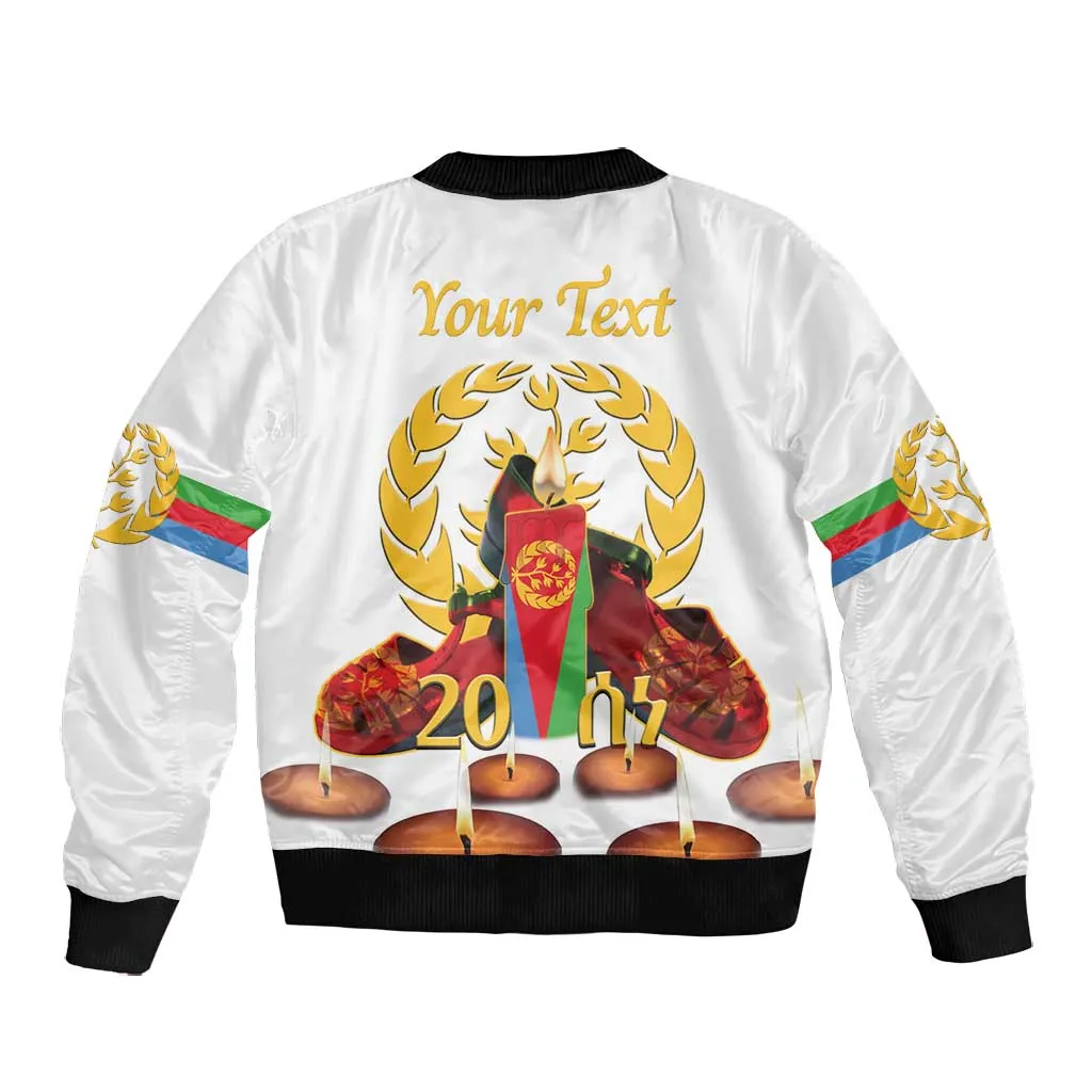 Custom Eritrea Martyrs' Day Bomber Jacket 20 June Shida Shoes With Candles - White LT14