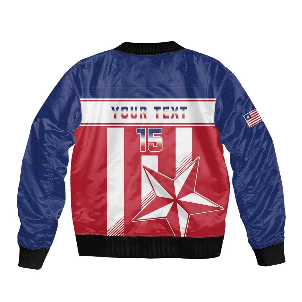 Custom Liberia Football Sleeve Zip Bomber Jacket Sporty Style LT15