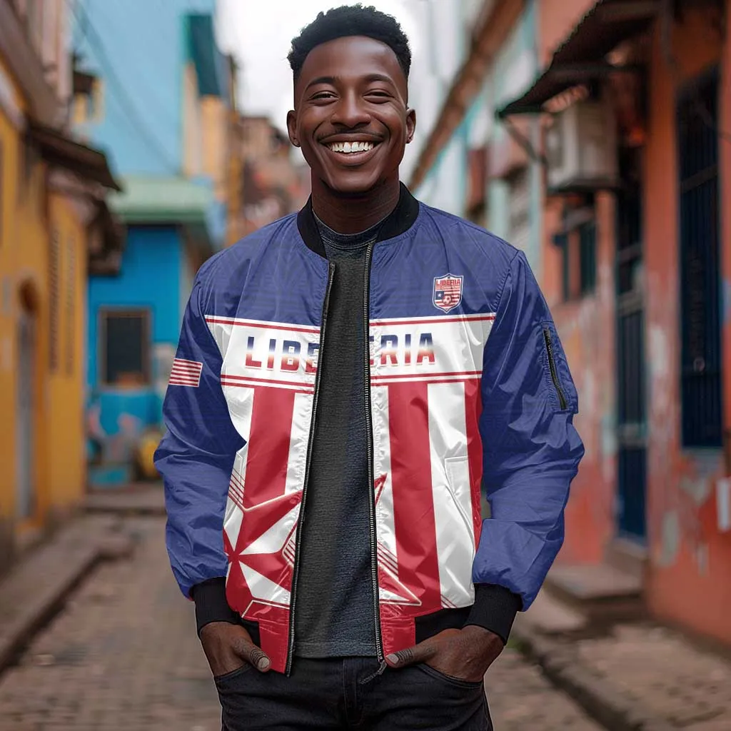 Custom Liberia Football Sleeve Zip Bomber Jacket Sporty Style LT15