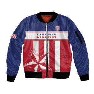 Custom Liberia Football Sleeve Zip Bomber Jacket Sporty Style LT15