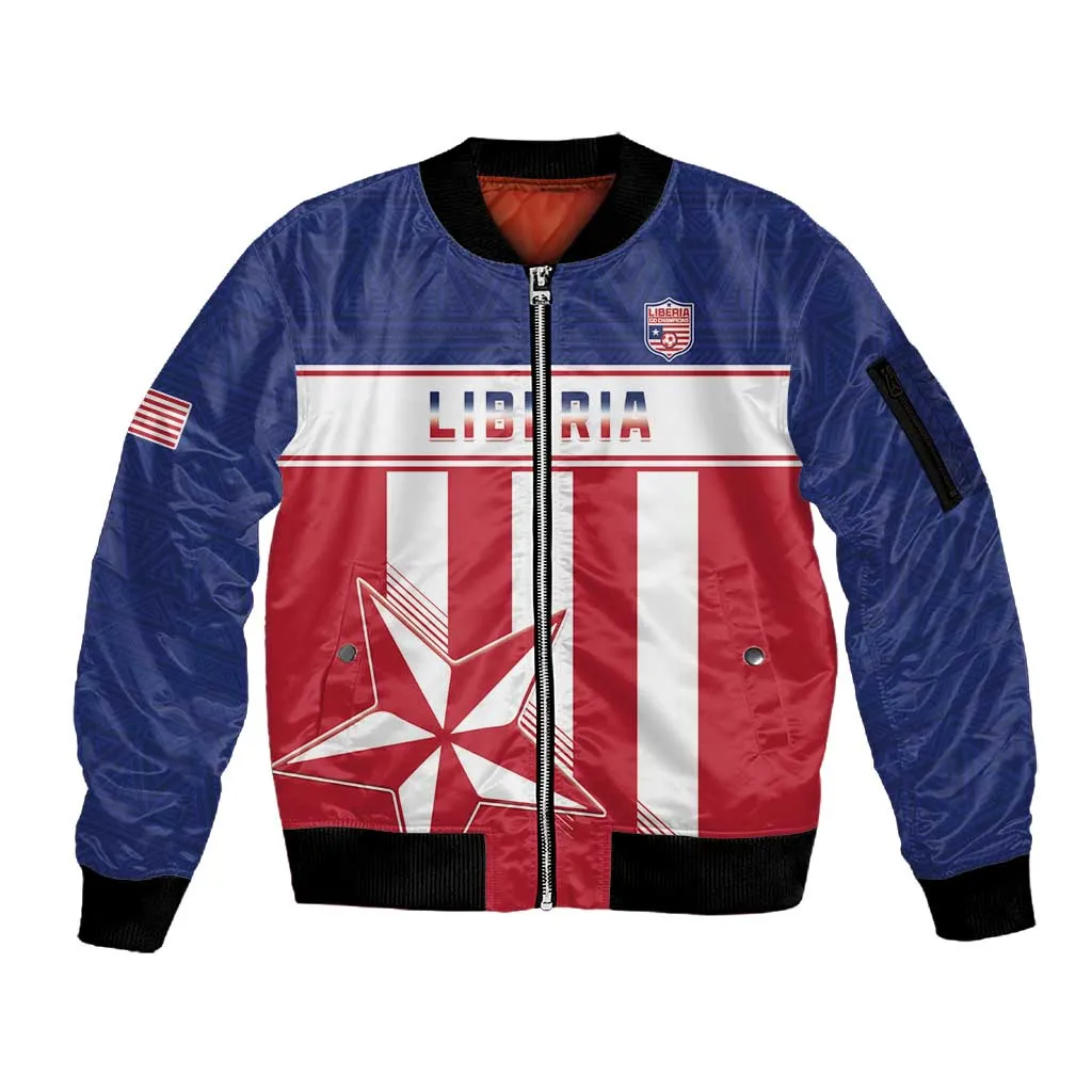 Custom Liberia Football Sleeve Zip Bomber Jacket Sporty Style LT15