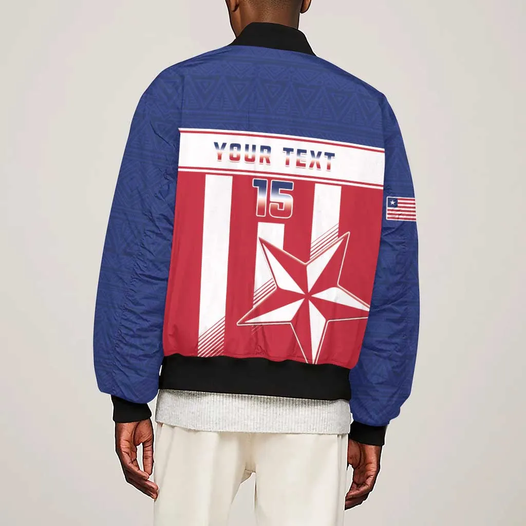 Custom Liberia Football Sleeve Zip Bomber Jacket Sporty Style LT15