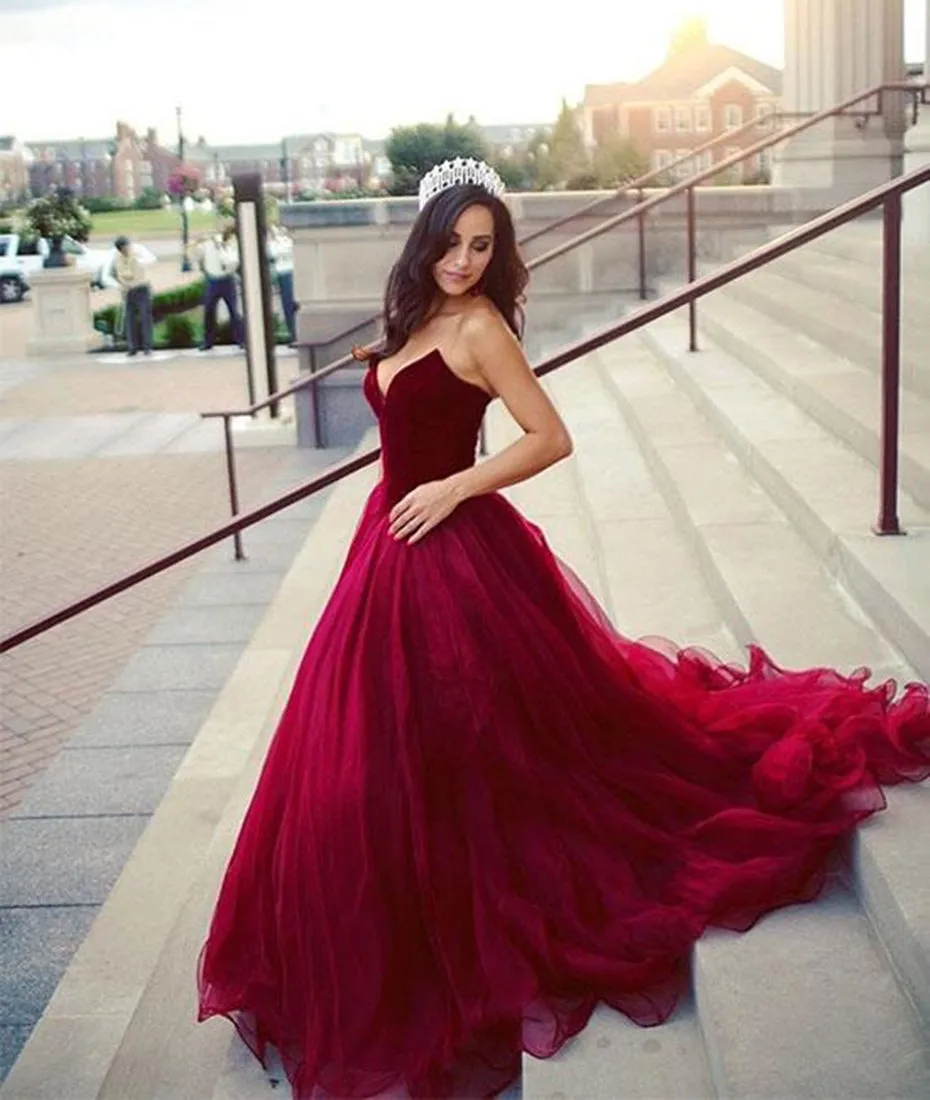 Custom Made A Line Sweetheart Neck Burgundy Long Prom Dresses, Burgundy Long Evening Formal Graduation Dresses