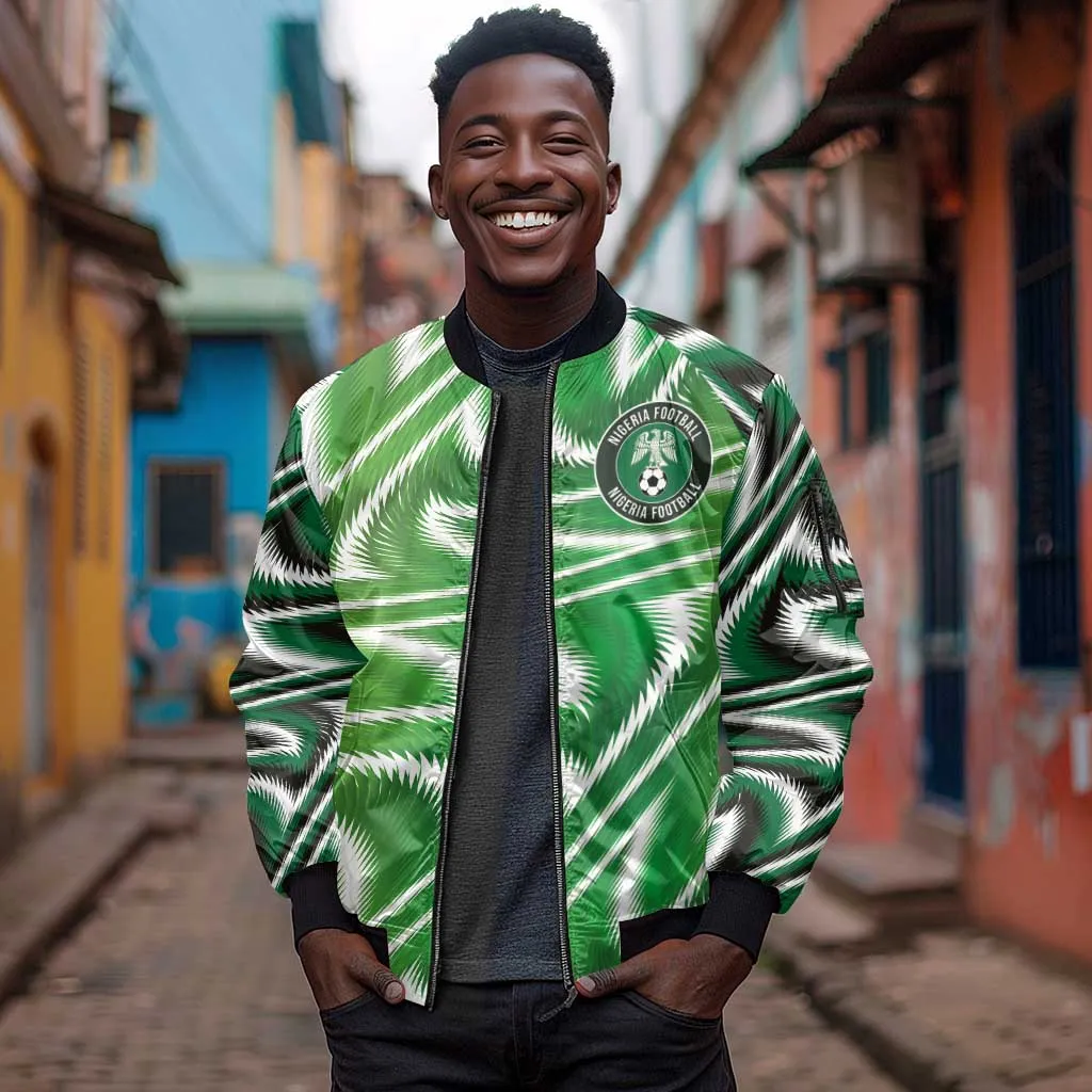 Custom Nigeria Football Sleeve Zip Bomber Jacket Sporty Super Eagles LT03