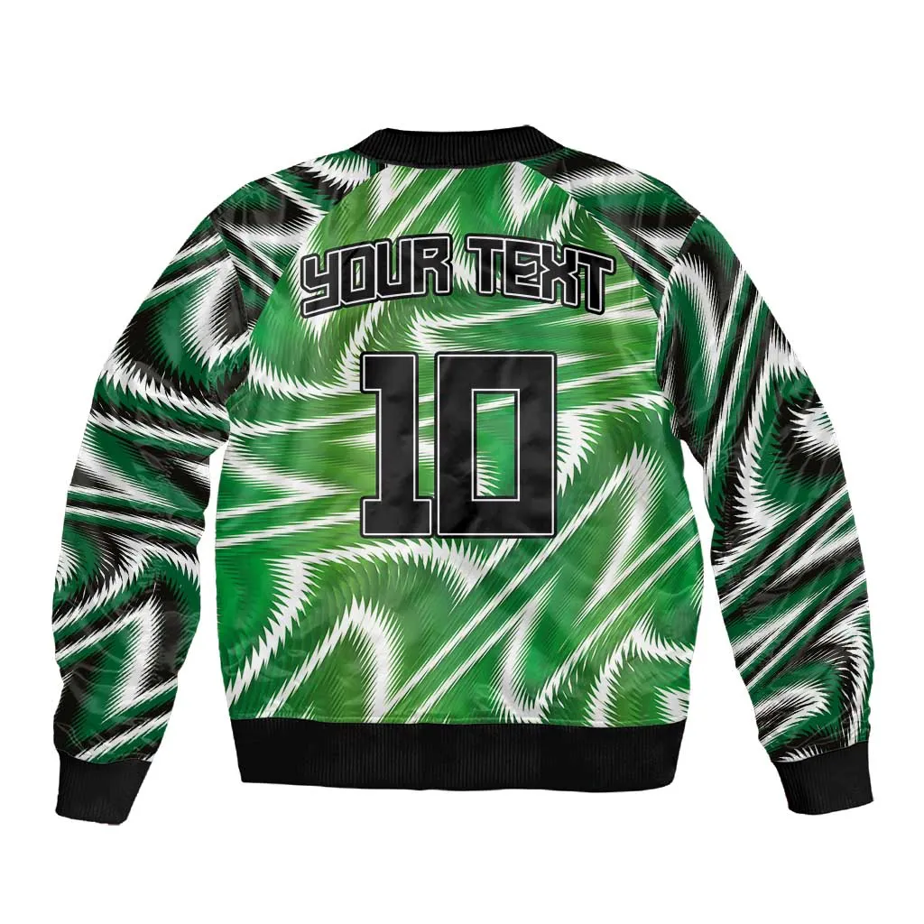 Custom Nigeria Football Sleeve Zip Bomber Jacket Sporty Super Eagles LT03