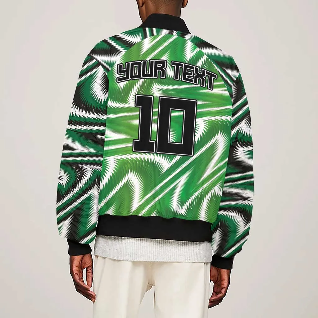 Custom Nigeria Football Sleeve Zip Bomber Jacket Sporty Super Eagles LT03