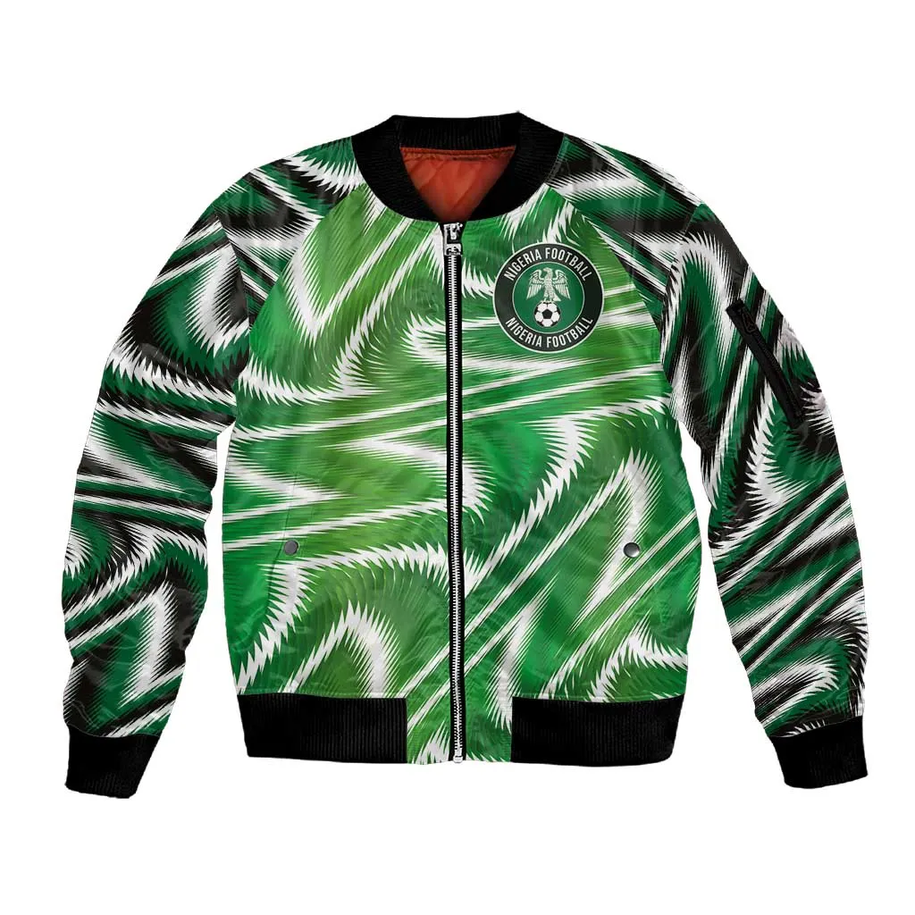Custom Nigeria Football Sleeve Zip Bomber Jacket Sporty Super Eagles LT03