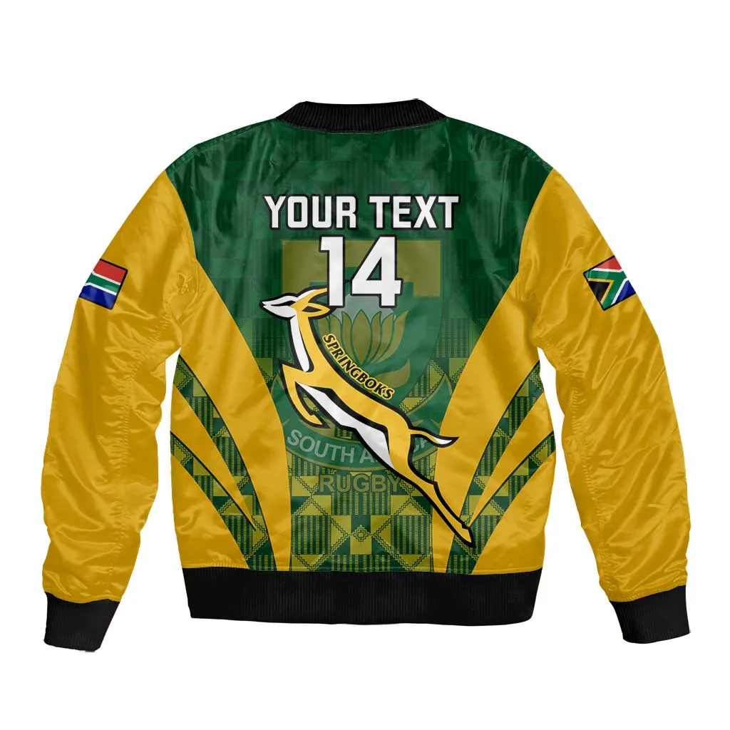 Custom South Africa Rugby Bomber Jacket Go Springboks Kente With Bokke LT14