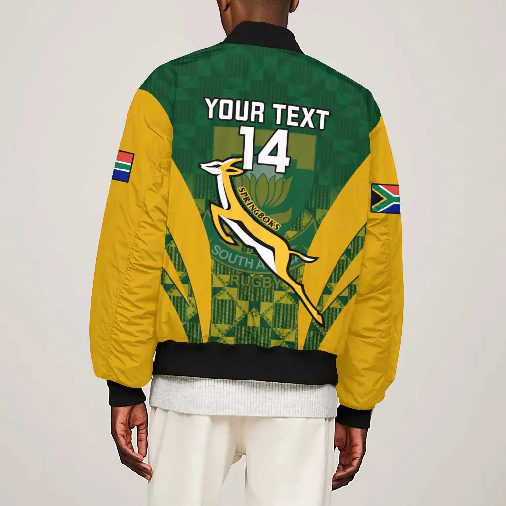 Custom South Africa Rugby Bomber Jacket Go Springboks Kente With Bokke LT14