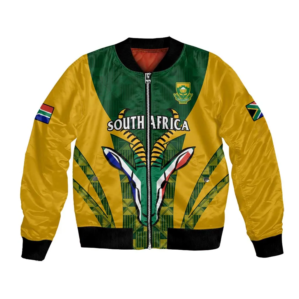 Custom South Africa Rugby Bomber Jacket Go Springboks Kente With Bokke LT14