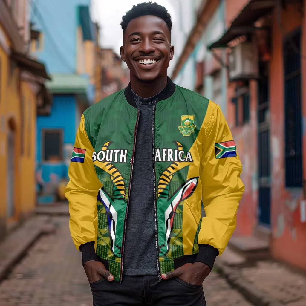 Custom South Africa Rugby Bomber Jacket Go Springboks Kente With Bokke LT14