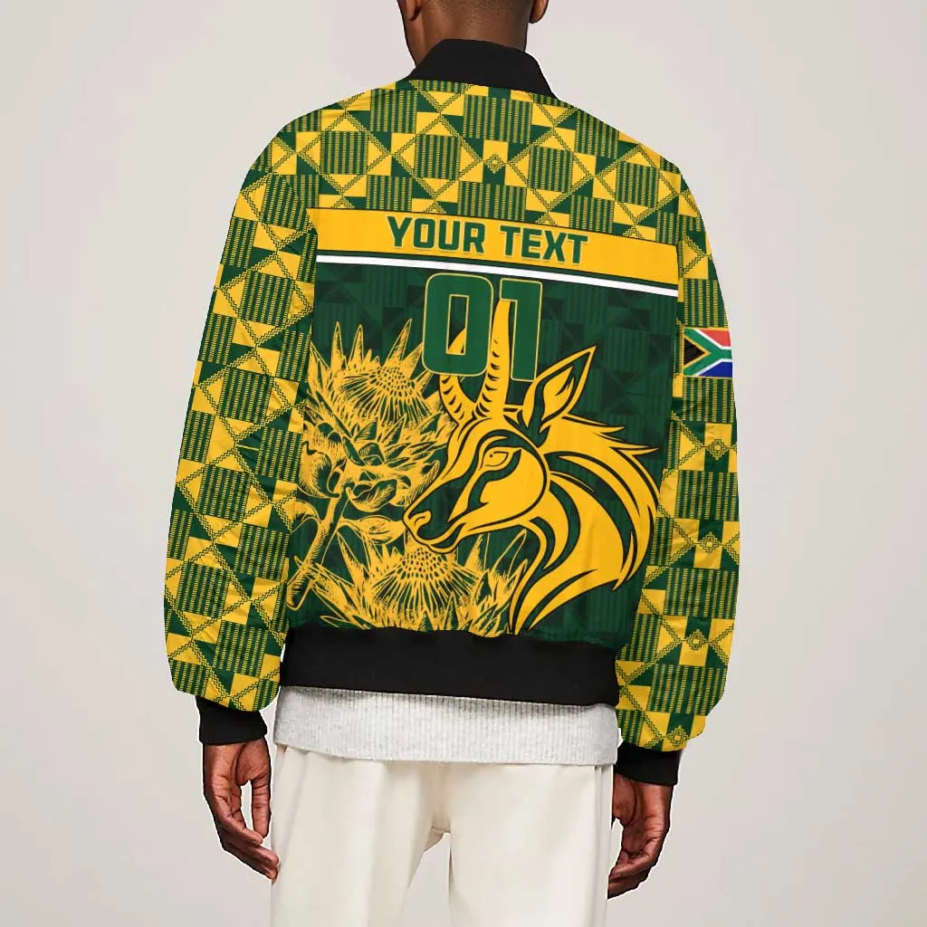 Custom South Africa Rugby Bomber Jacket - Go Springboks with African Pattern LT01