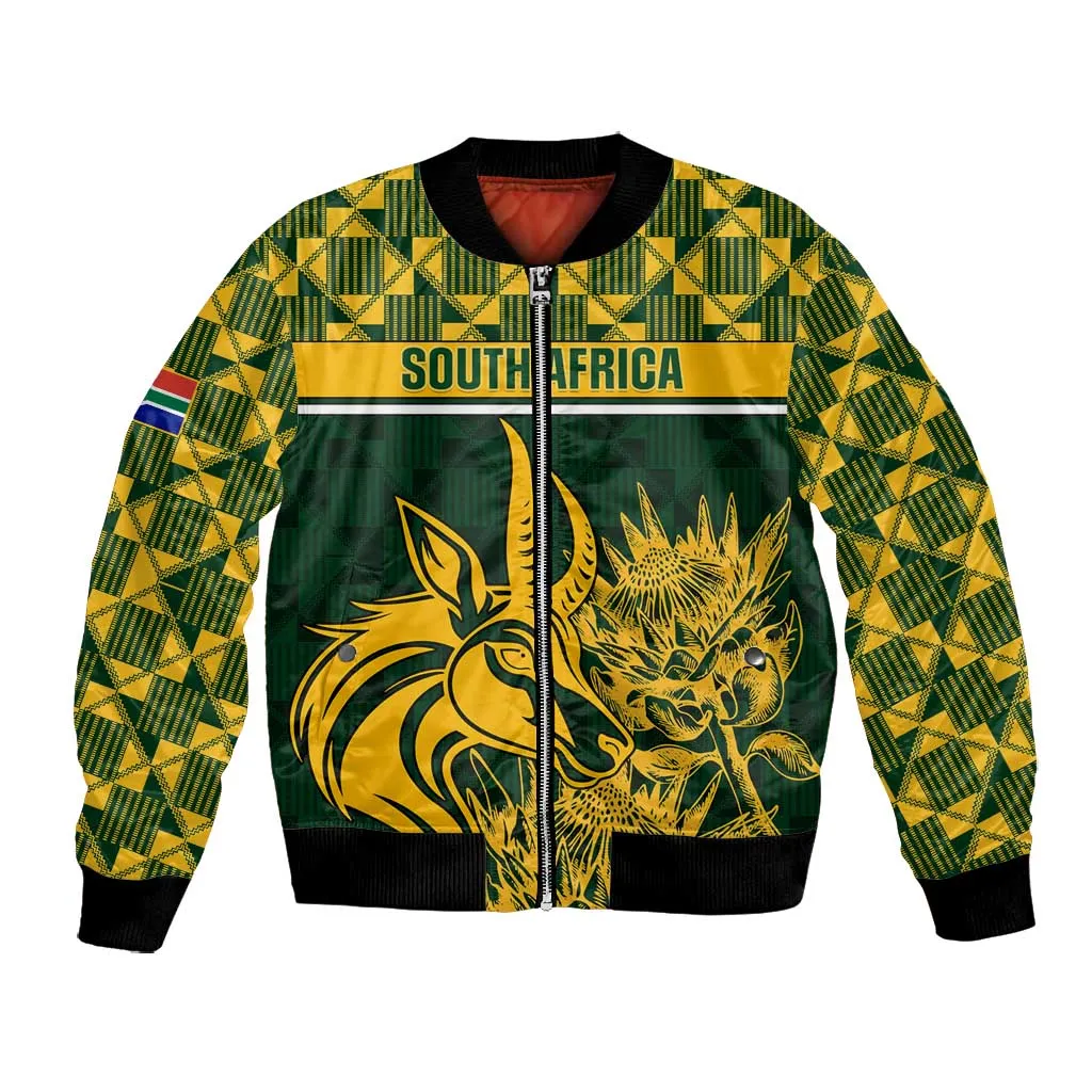 Custom South Africa Rugby Bomber Jacket - Go Springboks with African Pattern LT01