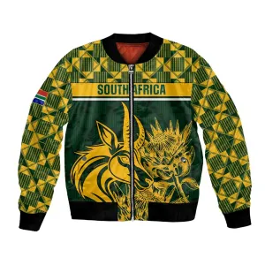 Custom South Africa Rugby Bomber Jacket - Go Springboks with African Pattern LT01