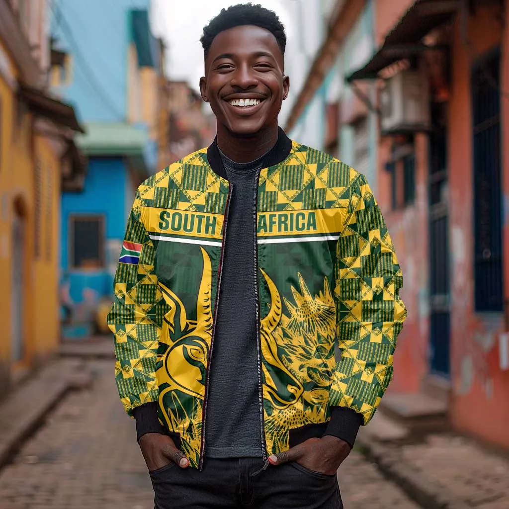 Custom South Africa Rugby Bomber Jacket - Go Springboks with African Pattern LT01