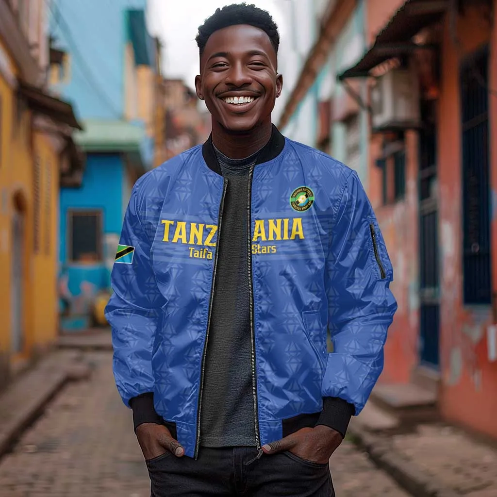 Custom Tanzania Football Sleeve Zip Bomber Jacket Taifa Stars Go Champions LT15