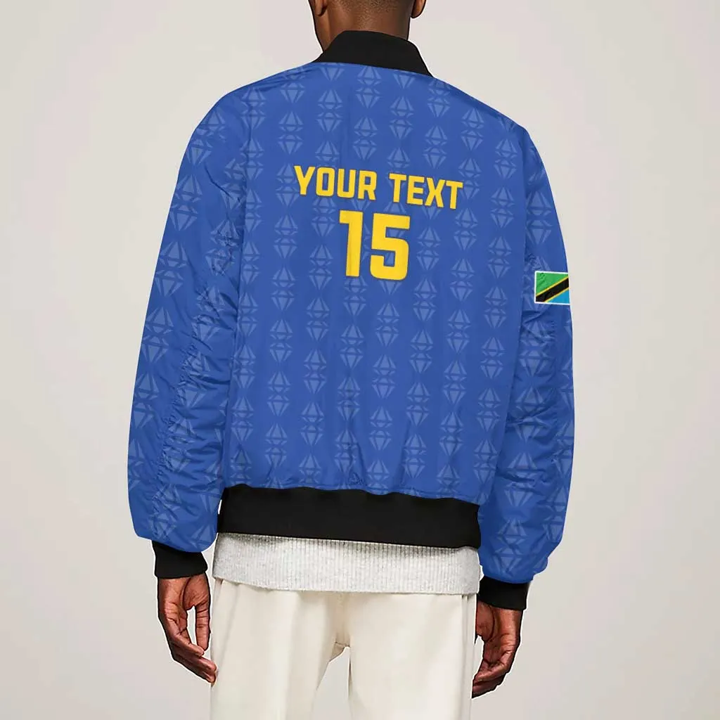 Custom Tanzania Football Sleeve Zip Bomber Jacket Taifa Stars Go Champions LT15
