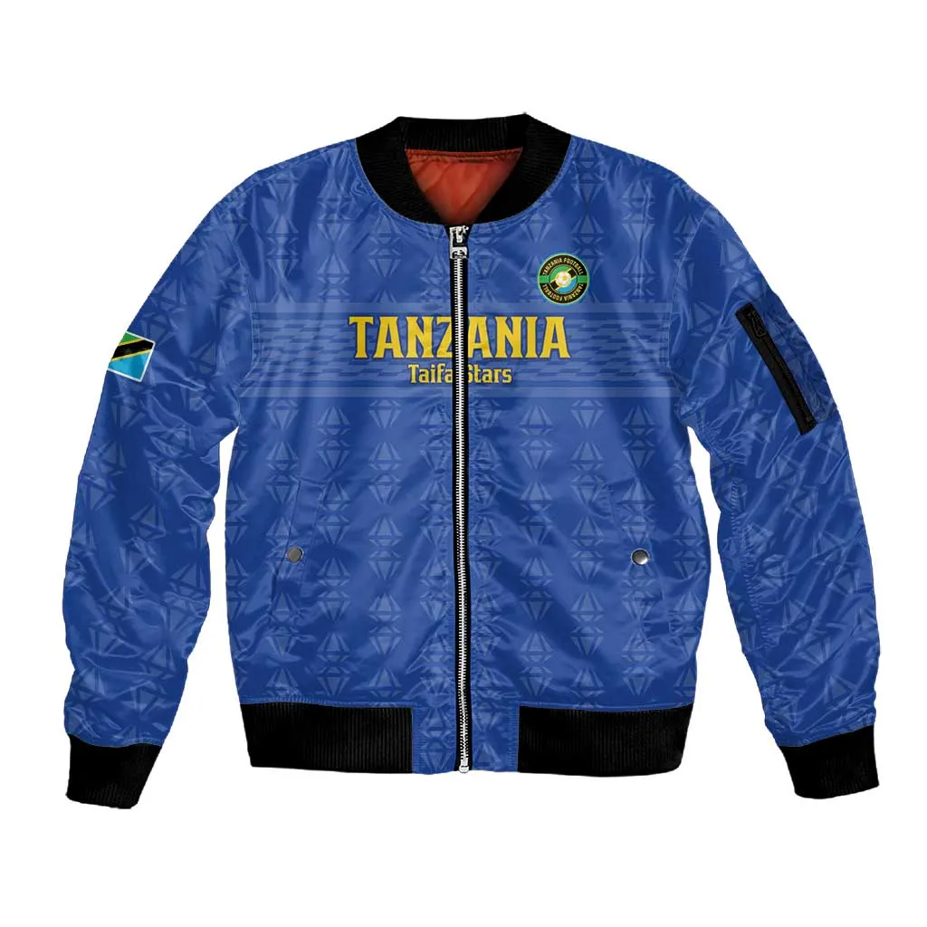 Custom Tanzania Football Sleeve Zip Bomber Jacket Taifa Stars Go Champions LT15