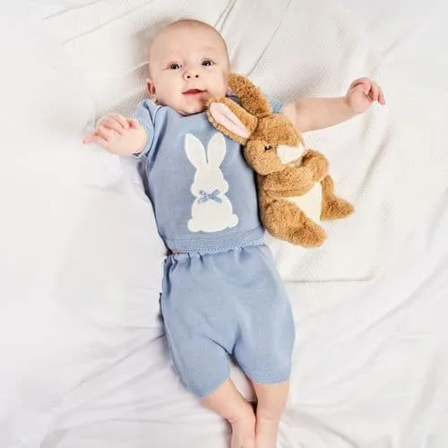 Dandelion Knitted Bunny Top & Shorts - Blue