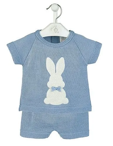 Dandelion Knitted Bunny Top & Shorts - Blue