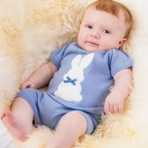 Dandelion Knitted Bunny Top & Shorts - Blue
