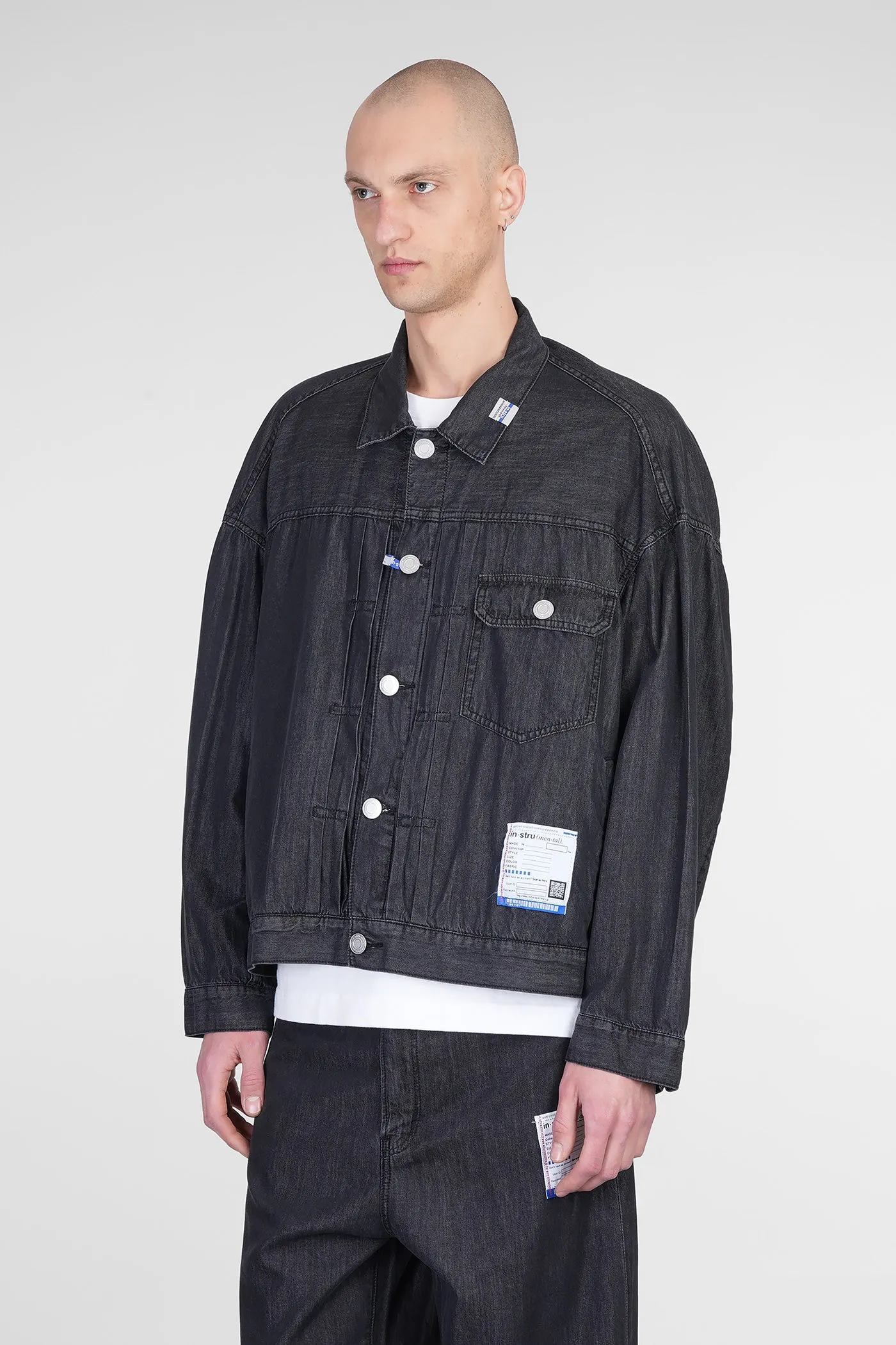 Denim Jackets in black cotton